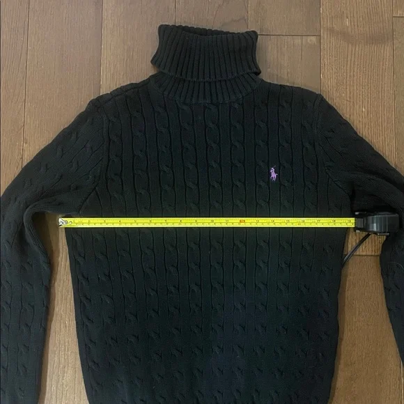 VINTAGE Ralph Lauren Black Cable Knit Turtleneck Sweater - Picture 5 of 5